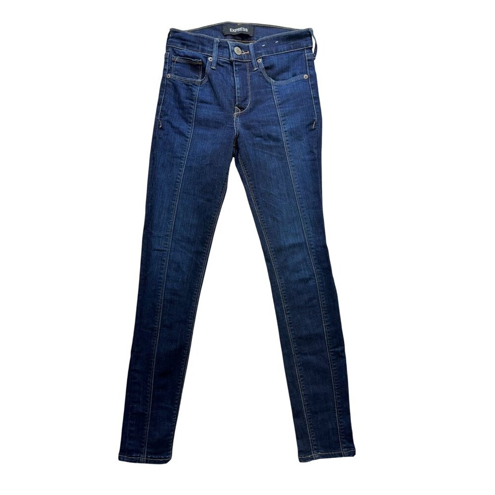 Express Denim Perfect Mid Rise Ankle Legging Stretch Jeans Size 0R Blue